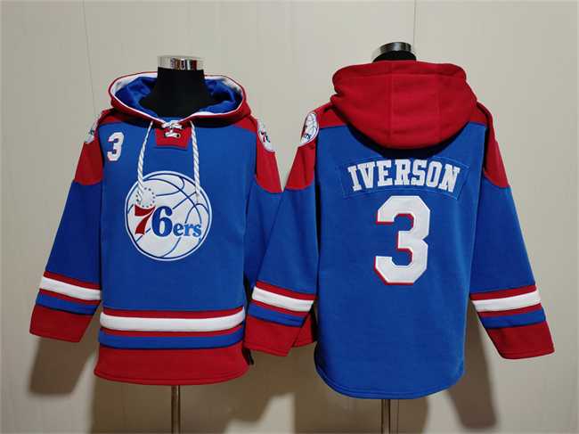 Men's Philadelphia 76ers #3 Allen Iverson Royal Red Lace-Up Pullover Hoodie,We sell and wholesale Men's Philadelphia 76ers #3 Allen Iverson Royal Red Lace-Up Pullover Hoodie on line form chian!
